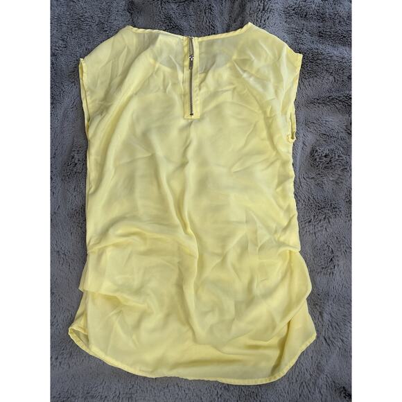 Ladies Ruched Tank Top With Zipper Very Cute Size Small Color Yellow Top Classy - Picture 9 of 9
